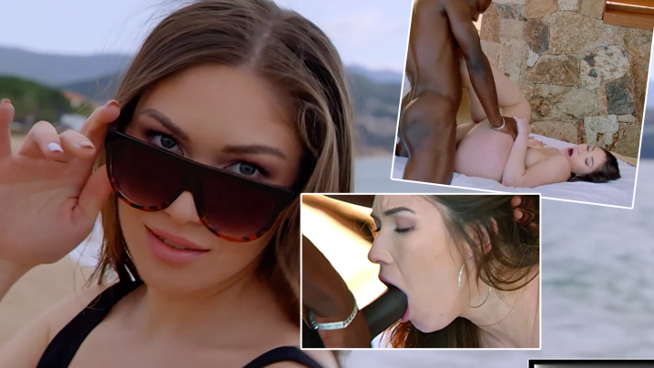 嫩模级的小姐姐约黑人男子在度假村户外干炮，被猛操那舒服性福感